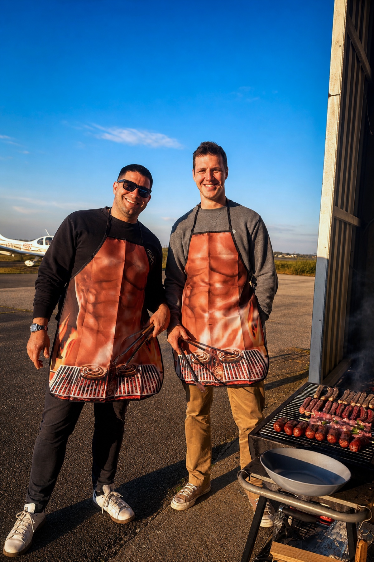 Préparation du barbecue par les stagiaires Iroise