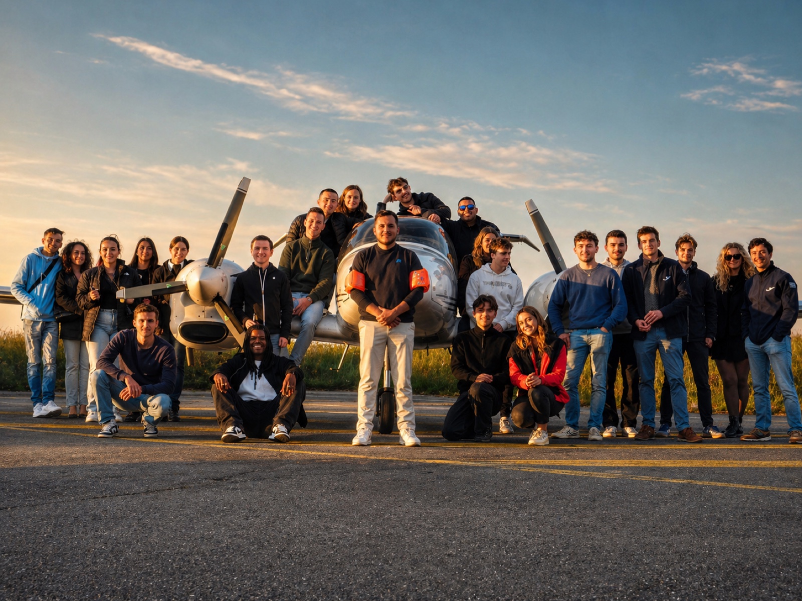 Promotion Iroise réunie devant un avion école